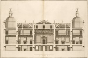Houghton Hall: Section of the West Front, Engraved by Pierre Fourdrinier, 1735 by Isaac Ware