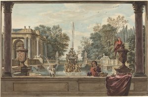 An Italianate Garden with a Parrot, a Poodle, and a Man by Isaac de Moucheron
