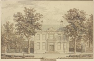 Garden with Yew Hedge and a House Between Two Trees by Isaac de Moucheron