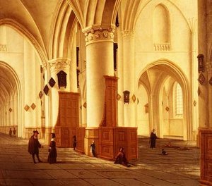 Views of the North and South Aisles of the Church of St. Bavo, Haarlem by Isaac van Nickele