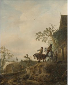 Landscape with Horsemen Halting at an Inn by Isaac van Ostade
