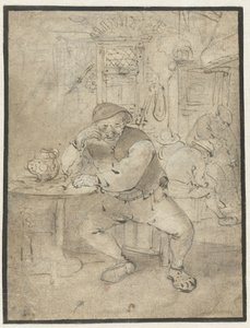 Seated Farmer Leaning on a Small Table