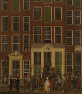 The Bookshop and Lottery Agency of Jan de Groot in the Kalverstraat in Amsterdam by Isaac Ouwater