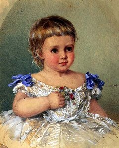 Portrait of a Child with a Posy of Wild Flowers by Isabel Oakley Naftel