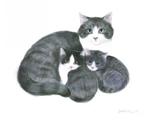 Cat and Two Kittens