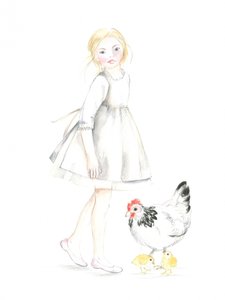Child with Hen and Chicks Easter 26 by Isabelle Brent