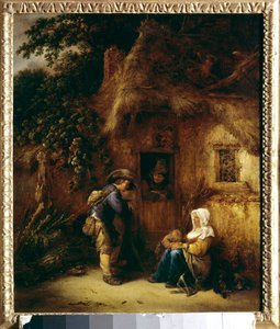 Conversation in Front of a Peasant House by Isack van Ostade