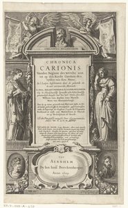 Title Page for Chronica Carionis by P. Melanchthon (Chronica Carionis from the Beginning of the World to Emperor Charles) by Isaeck van Aelst
