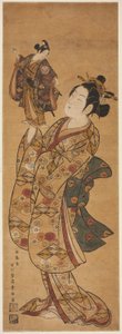The Actor Onoe Kikugoro I Holding a Puppet of the Actor Sanogawa Ichimatsu I