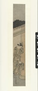 Woman looking at child crawling out of a hole in a pillar