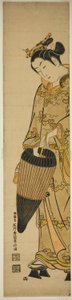 Young Woman with Umbrella by Ishikawa Toyonobu