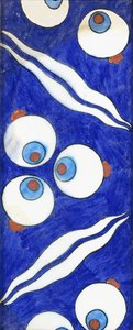 An Iznik Pottery Border Tile, with Bold Cintamani Triple Roundels and Paired Waves by Islamic School