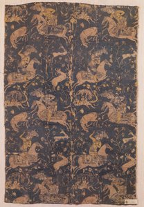 Fabric with pattern of hunters, from Iran, 15th-16th century by Islamic School