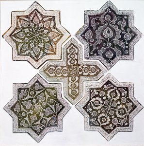 Five tiles, Kashan, Iran by Islamic School