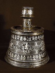 13th Century Silver and Copper Candlestick by Islamic School