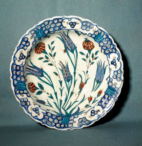Islamic Art: Ceramic Plate Decorated from Iznik in Turkey by Islamic School