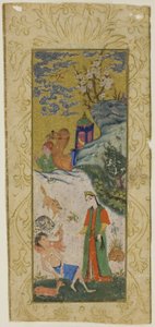 Layla Visiting Majnun in the Desert by Islamic School