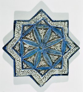 Star-shaped overglaze leaf-gilded tile in the style of Takht-e Solaiman by Islamic School