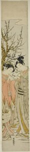 Couple Lighting Pipes Under a Plum Tree by Isoda Koryusai