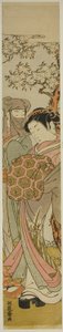 Courtesan Walking with Veiled Man under Cherry Tree by Isoda Koryusai