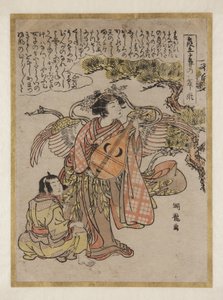 Goddess with Biwa by Isoda Koryusai