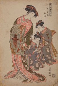Oiran Ukita from the Kanaya House, from the series: New Models of Young Shoots (Girls) / Hinagata Wakana no Hatsumoyo by Isoda Koryusai