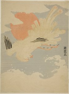 Phoenix Flying Over Waves in Front of Morning Sun by Isoda Koryusai
