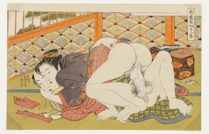 Seamstress and her Lover, No. 6 from Twelve Bouts in the Way of Love by Isoda Koryusai