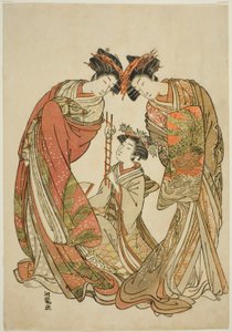 Two Courtesans Watching an Attendant Play with a Rat