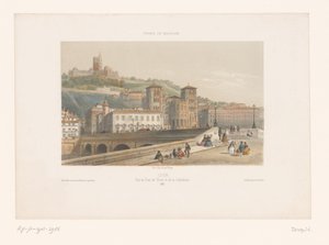 View of the Pont Tilsitt and the Saint-Jean Cathedral in Lyon (Lyon. Vue du Pont de Tilsitt et de la Cathédrale)