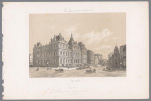 View of the Palais de la Bourse in Lyon Lyon. Palais du Commerce Contemporary France (series title) by Isodore Laurent Deroy