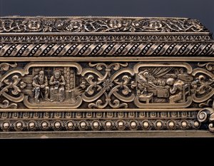 Detail of a Miniature Human Skeleton and Sarcophagus by Israel Rouchomovsky