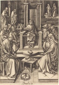 Christ Among the Doctors, c. 1490-1500 by Israhel van Meckenem