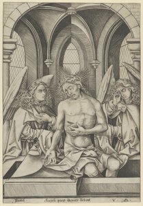 Christ as the Man of Sorrows Between Two Angels, ca. 1500 by Israhel van Meckenem