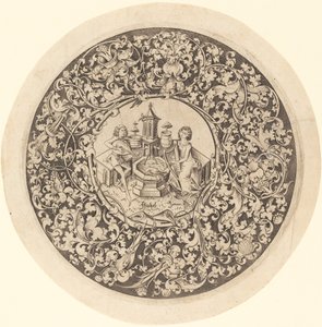 Circular Ornament with Musicians Playing near a Well by Israhel van Meckenem