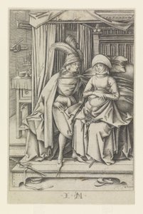 Couple Seated on a Bed, from Scenes of Daily Life by Israhel van Meckenem