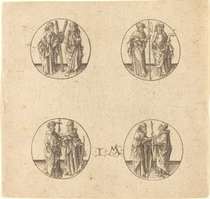 Eight Apostles in Four Roundels by Israhel van Meckenem