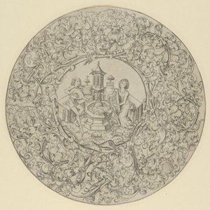 Garden of Love, Within Large Ornamented Circular Frame by Israhel van Meckenem