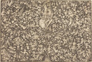 Ornament Panel with Two Lovers by Israhel van Meckenem