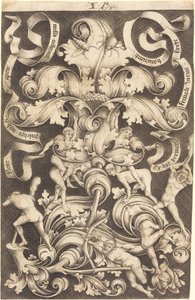 Ornament with Flower and Eight Wild Folk by Israhel van Meckenem