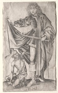 St. Martin Dividing His Cloak for a Beggar by Israhel van Meckenem