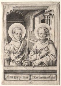 The Twelve Apostles: Saint Simon (?) and Saint Matthew by Israhel van Meckenem