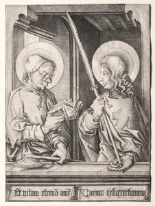 The Twelve Apostles at Gothic Windows: St. Matthias and St. Judas Thaddaeus by Israhel van Meckenem