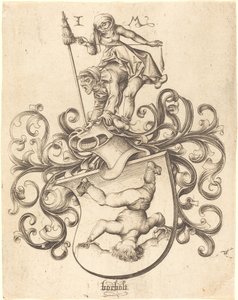 Coat of Arms with Tumbling Boy by Israhel van Meckenem after Master of the Housebook