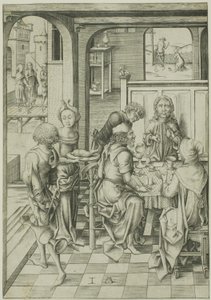 Christ at Emmaus by Israhel van Meckenem the younger