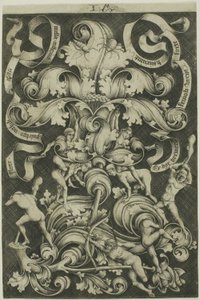 Ornament with Flower and Eight Wild Folk by Israhel van Meckenem the younger
