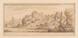 Coastal View with a Ship Being Repaired on the Right (Designs for a Print Series with Coastal Landscapes) by Israël Silvestre