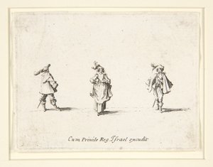 Two Gentlemen and One Woman by Israël Silvestre