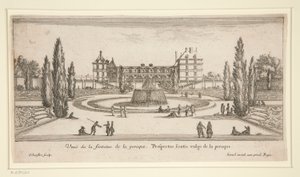 View of Chateau Liencourt: A Courtyard with a Fountain by Israël Silvestre