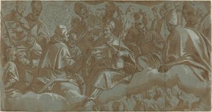 Saints on Clouds by Italian 16th Century